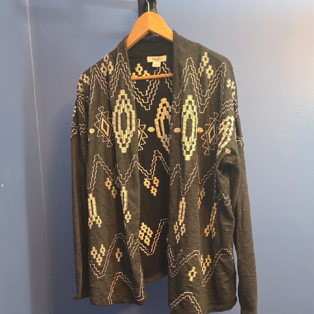 Chaps Women's Charcoal Geometric Cardigan